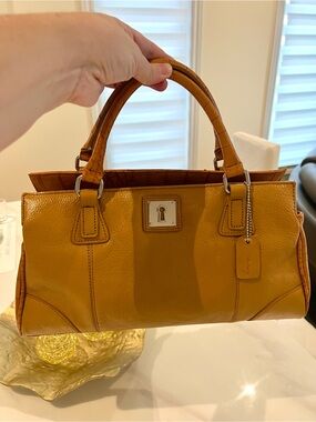 Genuine leather Leather handbag with Top Handles